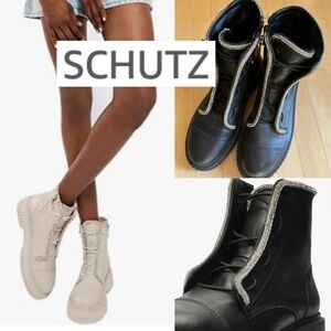 SCHUTZ Black crystal embellished combat boot, 10, PG1461